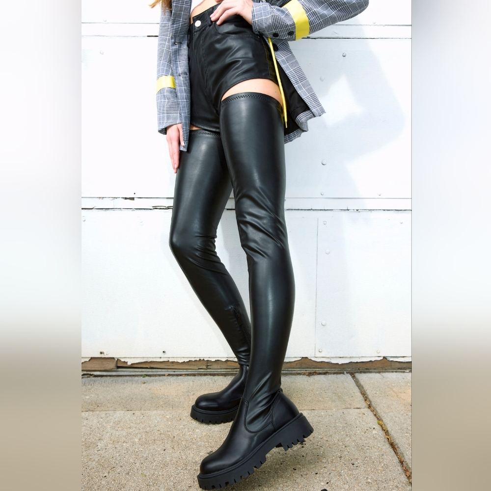 Black Thigh High Boots